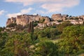 Saignon, Vaucluse, Provence-Alpes-Cote d Azur, France: landscape of the ancient village with the the Rocher, the high rocks on