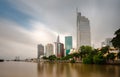 Saigon Financial Tower Skyline. High Rise Riverside Cityscape Financial Towers. Pollution in a metropolis. Ho Chi Minh, Vietnam.