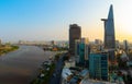 Saigon sunset - Bach Dang river - Sky bar view Royalty Free Stock Photo