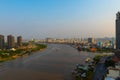 Saigon sunset - Bach Dang river - Sky bar view Royalty Free Stock Photo