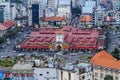 SAIGON, VIETNAM - APRIL 20, 2016 - View towards the city center and Ben Thanh market with construction in Ho Chi Minh City, Vietn Royalty Free Stock Photo