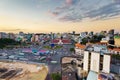 Saigon, Vietnam - 09 December 2014: Front side of Ben Thanh market and the surroundings in sunset, Saigon, Vietnam