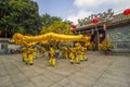 SAIGON, VIETNAM - FEB 15, 2018 - Dragon and lion dance show in chinese new year festival. Royalty Free Stock Photo