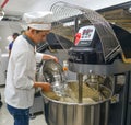 Bread process by using flour mixing machine