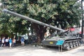 Saigon, Vietnam, January, 20, 2015. American tank and gun in the Vietnam war Museum in Saigon