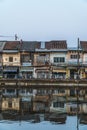 Old houses in Ben Binh Dong, Sai Gon. a little Hoi An ancient town at dusk in Ho Chi Minh city Royalty Free Stock Photo