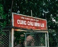 Name board of Ancient Binh Loi Railway Bridge