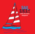 sail away ship sail print vector art