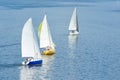 Sail away - three yachts on a river Royalty Free Stock Photo