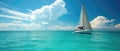 Sail Away White Yacht Glides On The Turquoise Caribbean Sea Royalty Free Stock Photo