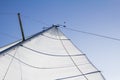 The sail of a boat from behind, sunny day