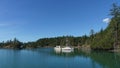 Sail boat with blue sky backgrounds at Smuggler Cove Marine Provincial Park