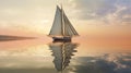 Sail Boat At Blue Sky Sunset Reflections