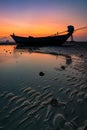 Sail boat at Chaolao beach when sunset & x28;dusk& x29; at Chanthaburi, Thailand