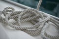 Close-up of docking line on sail boat Royalty Free Stock Photo