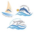 Sail boat and Fish logo / Icon Royalty Free Stock Photo