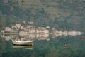 Sail boat in Kotor bay Montenegro Royalty Free Stock Photo