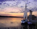 Sail Boat at lake on the sunset