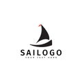 Sail boat logo design template vector isolated Royalty Free Stock Photo