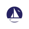 Sail boat logo. Transportations. Flat design Royalty Free Stock Photo