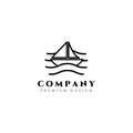 sail boat logo vector illustration design , line art sail logo template minimalist