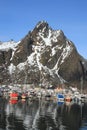 Sail boat mirroring in Svolvaer Royalty Free Stock Photo