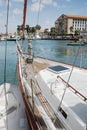 Sail boat moored at Oranjestad Harbor, Aruba Royalty Free Stock Photo