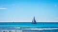 Sail Boat in the Pacific Ocean just off the coast at the famous Waikiki
