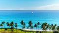 Sail Boat in the Pacific Ocean just off the coast at Ko Olina Royalty Free Stock Photo