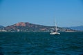 Sail boat sailing along the coast of Townsville Queensland Australia