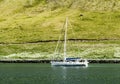 Sail Boat And Scenic Landscape, Iceland Royalty Free Stock Photo