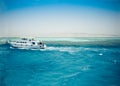 Sail boat ship with tourists in Ras Mohamed National Park in the Red Sea, Sharm El Sheikh, Egypt Royalty Free Stock Photo