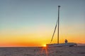 Sail boat and sunset at the beach