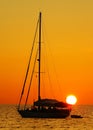 Sail boat, sunset kata beach phuket Royalty Free Stock Photo