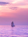 Sail boat at sunset on Lake Michigan Royalty Free Stock Photo