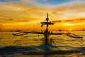 Sail boat at sunset sea, boracay island Royalty Free Stock Photo