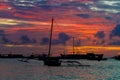 Sail boat at sunset sea, boracay, philippines Royalty Free Stock Photo