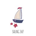 Sail boat vector illustration.