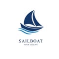 Sail boat - vector logo template concept illustration. Ship sign. Royalty Free Stock Photo