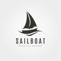 Sail boat vintage logo with wave vector symbol illustration design Royalty Free Stock Photo