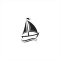 Sail Boat Waves Logo, vector logo concept, travel logo template