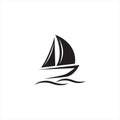 Sail Boat Waves Logo, vector logo concept, travel logo template