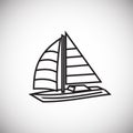 Sail boat yacht thin line on white background