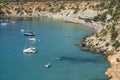 Sail boats in a bay at sea