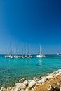 Sail boats docked in beautiful bay, Adriatic sea, Royalty Free Stock Photo