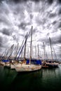 Sail boats docked in the marina