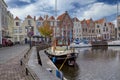 Sail boats in the old harbor of Goes, Holland