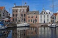 Sail boats in the old harbor of Goes, Holland