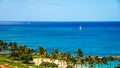 Sail Boats in the Pacific Ocean just off the coast at Ko Olina Royalty Free Stock Photo