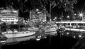 Sail Boats Reflecting In River At Night